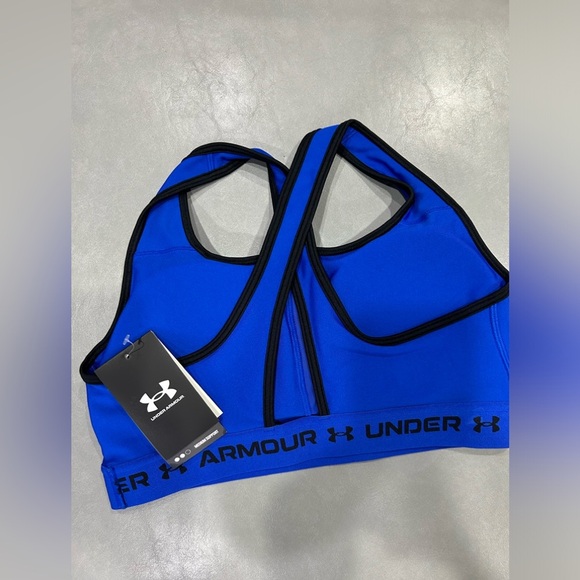 Under Armour Women's L Large Crossback Mid Medium-Impact Sports Bra Blue NWT - Picture 2 of 5